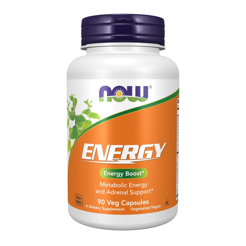 NOW Voedingssupplementen, Energie Dieetsupplement (inclusief B Vitaminen, Groene thee, Panax Ginseng en Rhodiola), 90 Capsules