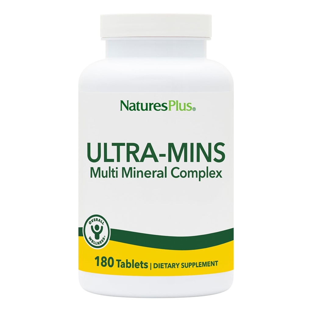 NaturesPlus Ultra-Mins - 180 tabletten, Verpakking van 2 - Multi Mineral Complex met Calcium, IJzer, Magnesium & Zink - Veganistisch, Glutenvrij - 180 Totaal porties