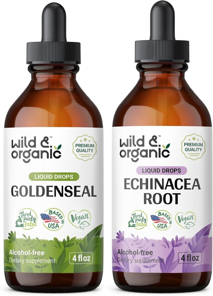 Wild & Organic Goldenseal Tinctuur 4 fl oz & Echinacea Tinctuur 4 fl oz