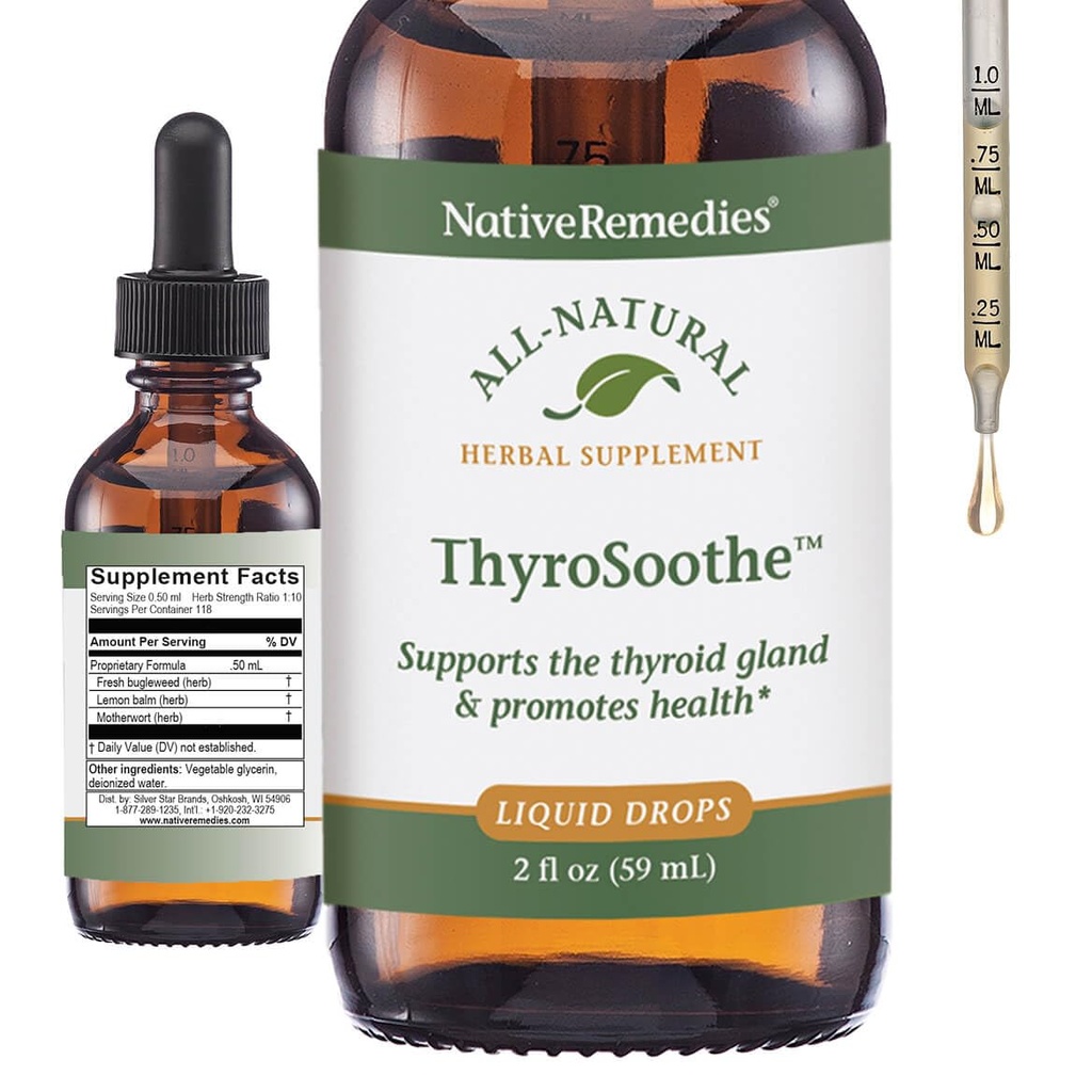 Inheemse remedies ThyroSothe - Alle natuurlijke kruidensupplement kalmeert de schildklier Gland - Ondersteunt systemische balans in het endocriene systeem en Thyroid Gland - 59 ml