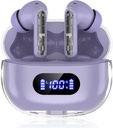 Paarse draadloze oordopjes P1 PRO, oortelefoons Draadloze Bluetooth hoofdtelefoons met duidelijke oproep Mics oor Buds, Comfortabele Fit, IPX7 waterdichte lange batterij levensduur, 30H Playtime voor sporttraining