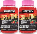 Creatine voor mannen en vrouwen Creatine Monohydraat Gummies, Creatine Monohydraat per portie met Taurine & Vitamine B12, Pre-workout voor maximale sterkte, energie & endurance - 2 Pack