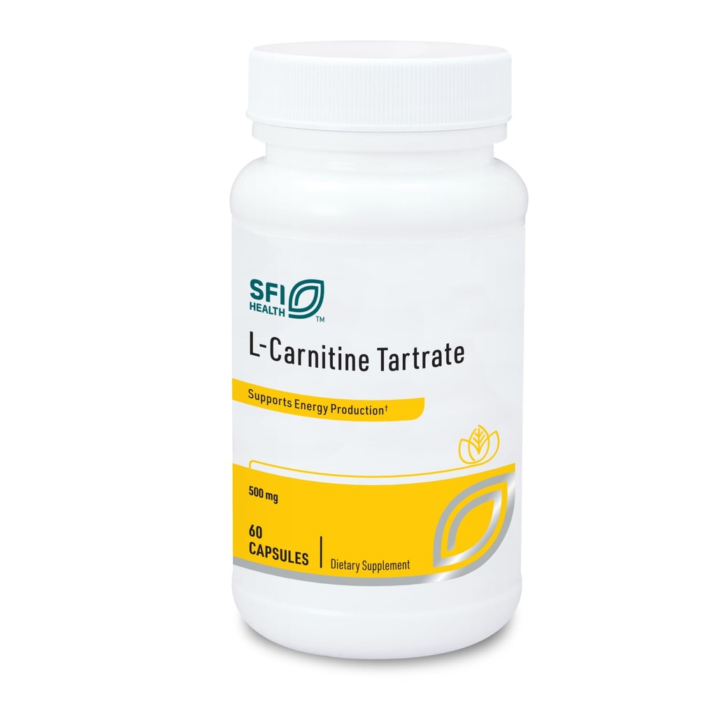 Klaire Labs SFI Health L-Carnitinetartraat - 500 mg Aminozuur, gestabiliseerd L-Carnitine - Geen synthetische D-Carnitine (60 capsules)