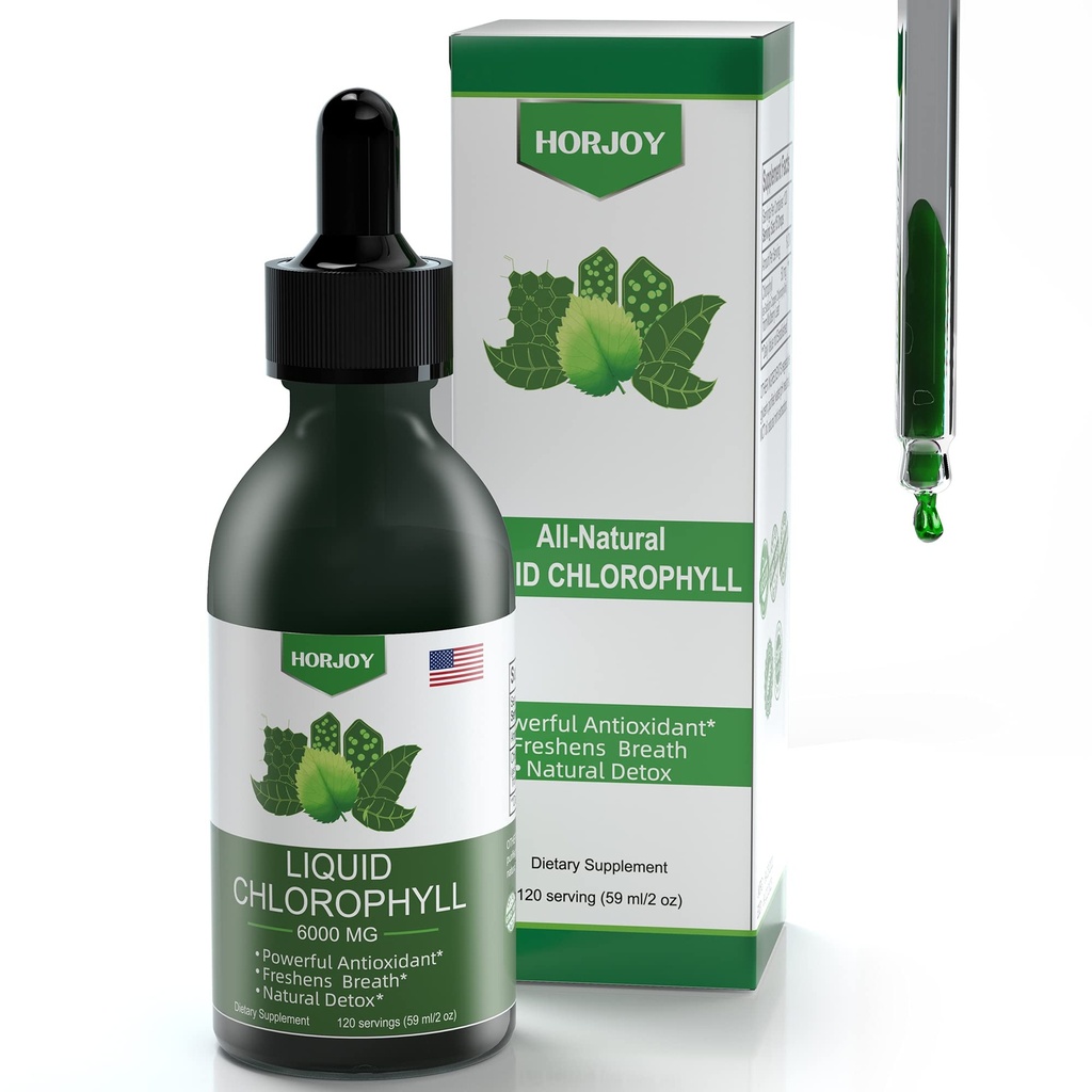 Chlorophyll Liquid Drops - 100% Natural Energy Booster and Immune Support - Internal Deodorant and Detox - Altitude Sickness Relief - Fast Absorption, Vegan & Non-GMO - 120 Servings (Pack of 1)