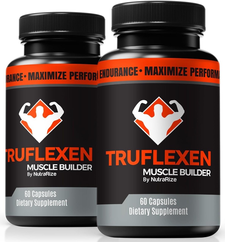 NutraRize (2 Pack) Truflexen Pillen, Tru Flexen Muscle Builder, Natuurlijke supplement ter ondersteuning van de algehele welzijn, Premium Performance Capsules, Officiële True Flexen Reviews (120 Capsules)