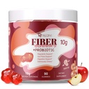 Vezel Gummies met Probiotica,10G Fiber per Serving No Sugar Toegevoegd Apple Flavor, met 10 miljard CFU Probiotica Blend, Apple Cider Vinegar, Vitamine C, Inulin, Bloating Support 90 Tellen