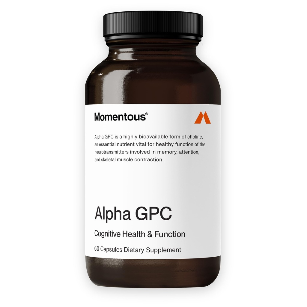Momentus Alpha GPC-supplement - Cognitieve gezondheids- en functieondersteuning - NSF gecertificeerd voor sport - GGO- & Glutenvrije - 60 porties