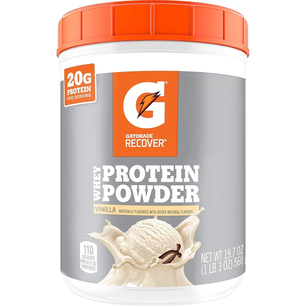 Gatorade Wei Proteïnepoeder, 20 porties per canister, 20 g eiwit per portie, vanille, 19,7 Oz