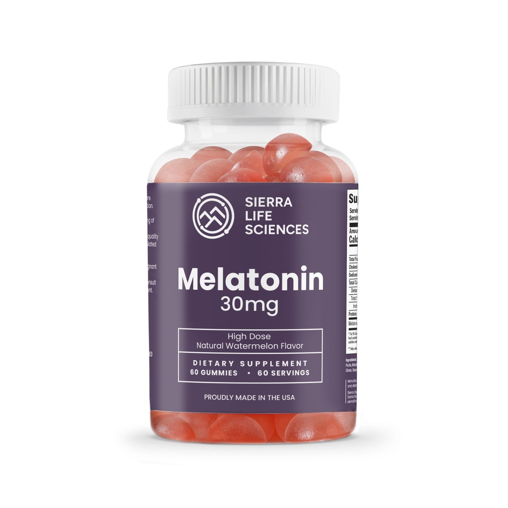 30 mg High Dosage Melatonin Supplement Gummy - Extra Strength High Potency Sleep Support, Vegan Non-GMO, Made in USA, Easy-to-Swallow Gummies 60 Count (60 Servings)