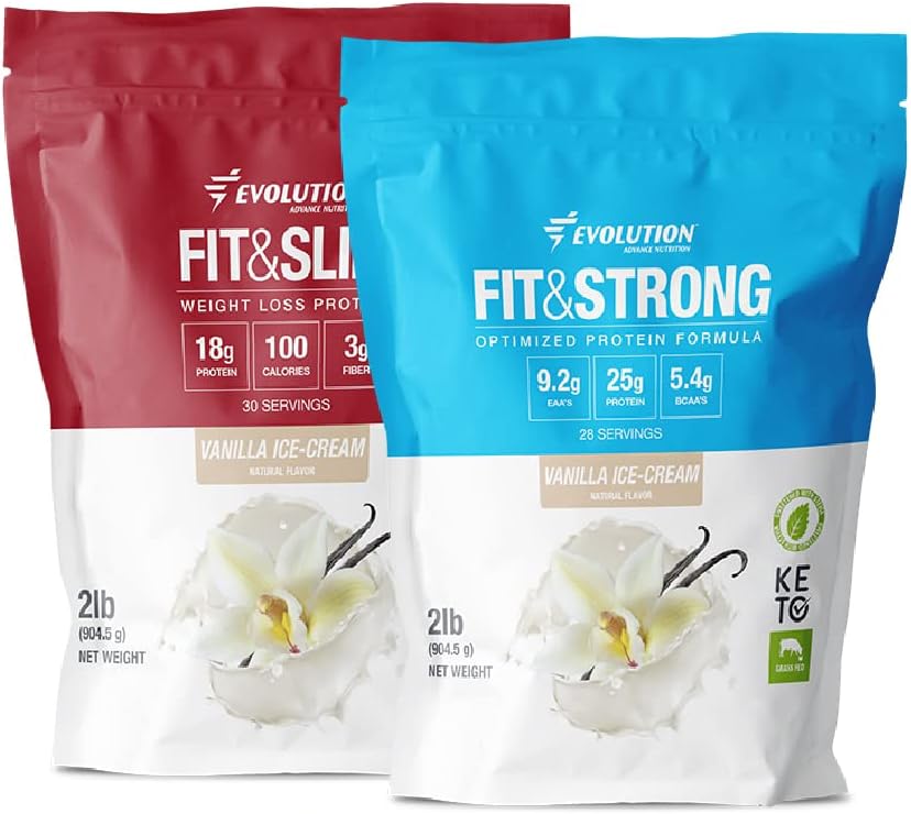 Evolution Advance Nutrition Grass Fed 100% Wei Proteïne Poeder + Fit & Slim met Glucomannan, Inulin Fiber 