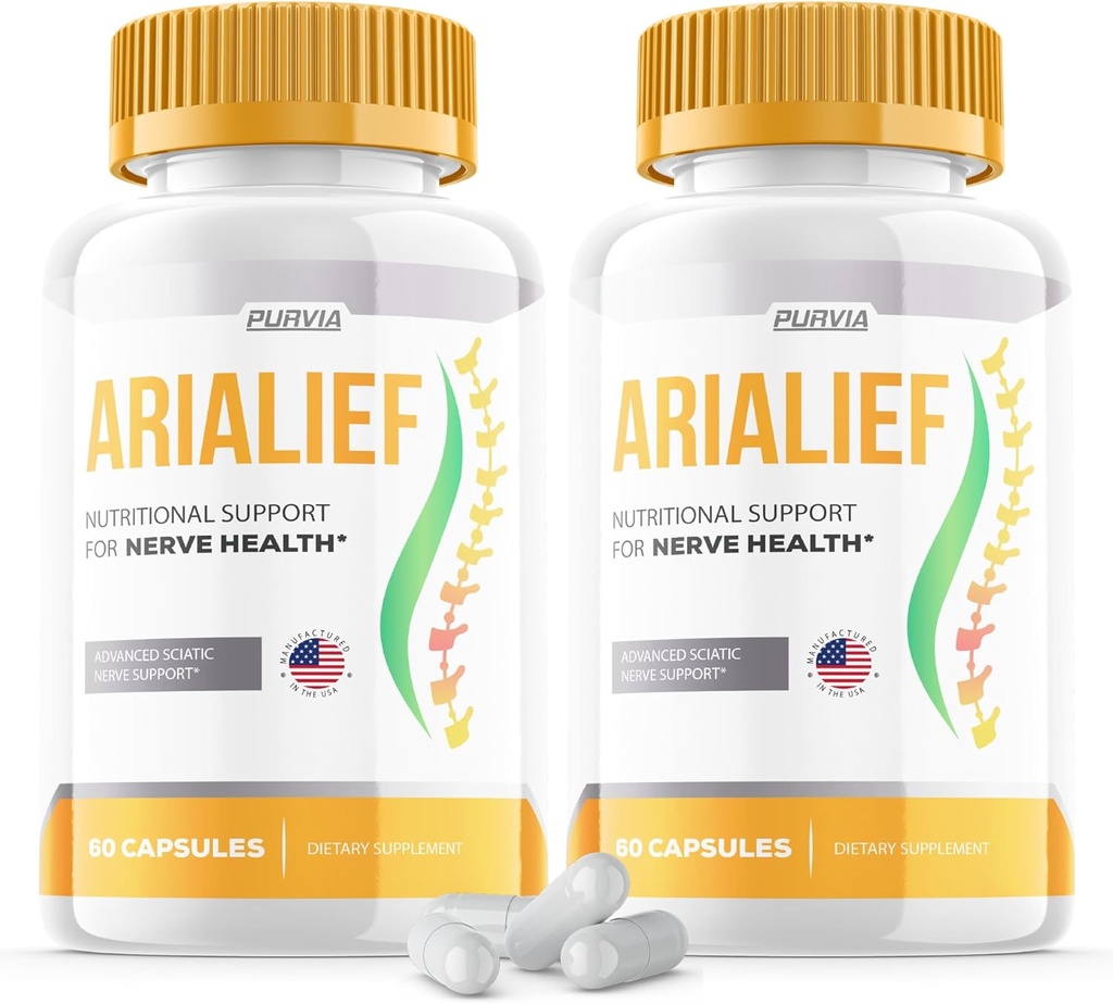 (2 Pack) Arialief Capsules Sciatica - Officiële Formule - Arialief Vitaminesupplement Geavanceerde sterkte Formule, Arialief Capsules Voedingsondersteuning Maximale sterkte Totale wellness (120 capsules)