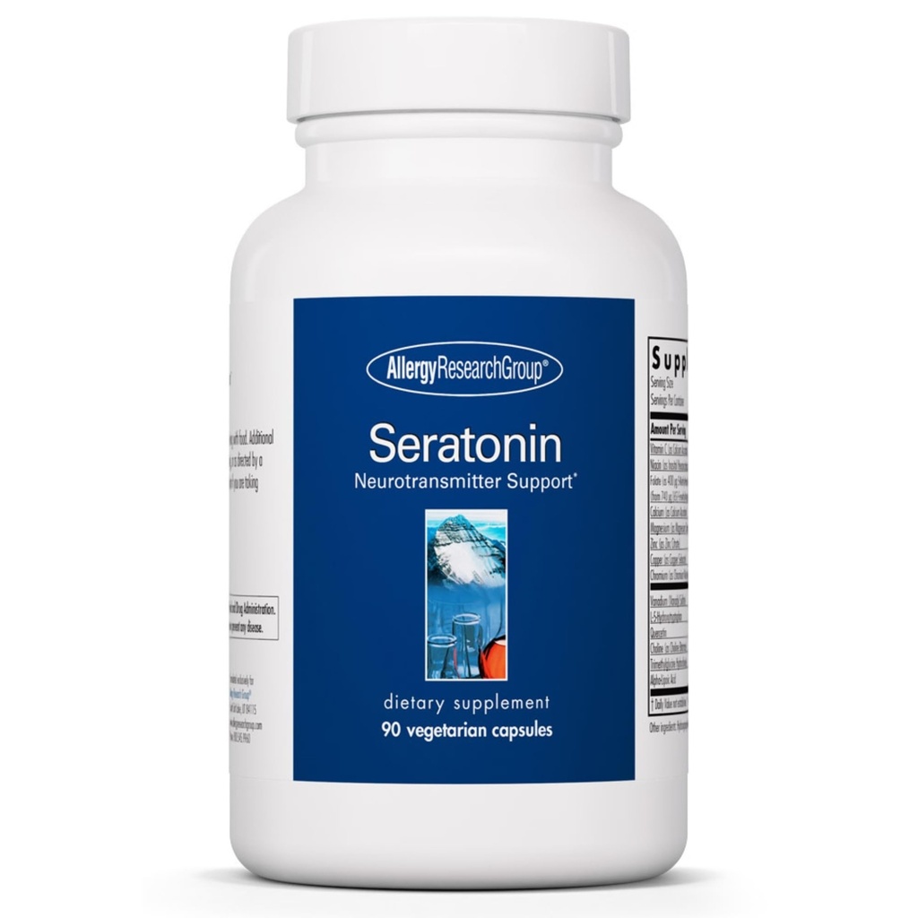 Allergie Onderzoeksgroep Seratonine Supplement - Serotonine Booster, Stress en Slaap Ondersteuning, Serotonine Supplementen voor mannen en vrouwen, Serotonine Pillen - 90 Vegetarische Capsules