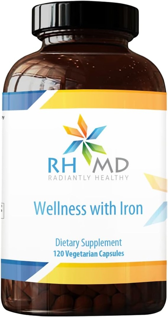 RHMD Wellness with Iron - Dietary Supplement, 1000 IE Vitamine D, Immune Support Vitaminen - Multivitamine (120 Capsules)