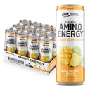 Optimale voeding Amino Energie Sparkling Hydration Drink, Elektrolyten, Cafeïne, Aminozuren, BCAA's, Suikervrij, Mango Ananas Limeade, 12 Fl Oz, 12 Pack (Verpakking mei Vary)
