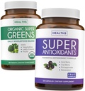 Super Greens & Antioxidants (2-Month Supply) Antioxidant Power Greens Bundle of Organic Super Greens Powder - Complete Superfood (120 Capsules) & Super Antioxidants - Powerful Superfood (120 Capsules)