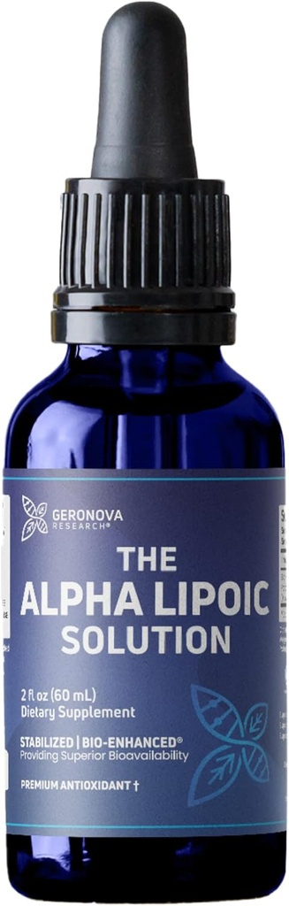 Geronova Research De Alpha Lipoic Solution, 2 fl oz - 2 maanden supply - Stabilized Bio-Enhanced Alpha Lipoic Acid Liquid for Superior Biobeschikbaarheid - ALA Supplement with Rapid Absorptie