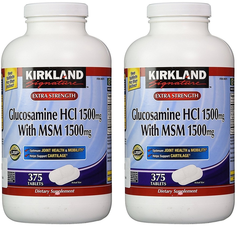 Kirkland Handtekening Glucosamine met MSM, 375 tabletten (2 verpakkingen)