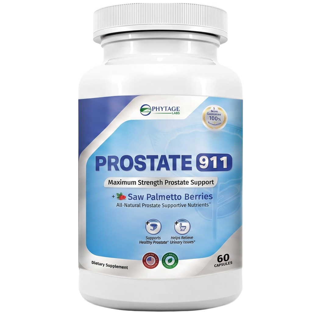 Prostaat 911 mannen gezondheid Supplement - Saw Palmetto ondersteuning Prostaat functie (60 capsules)