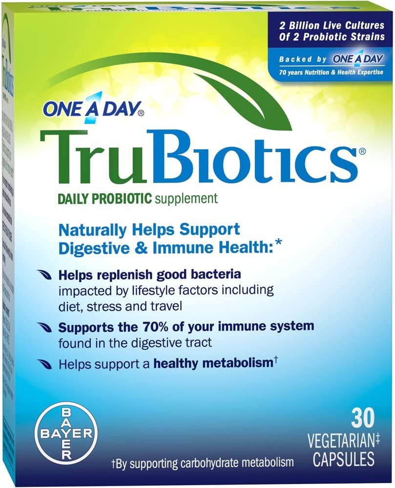 TruBiotics Daily Probiotic, 30 Capsules - Glutenvrij, Sojavrij Digestief + Immune Health Support Supplement voor mannen en vrouwen