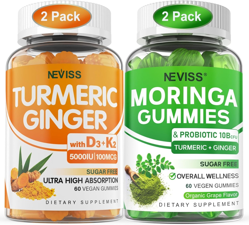 2 Pack Kurkuma Gember Gummies + 2 Pack Moringa Gummies