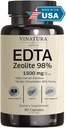 VINATURA EDTA Capsules - 1500mg per serv, USA Made & Tested, Liver Support - Edta Calcium Disodium, Kale Extract - 90 Capsules 45 Servings