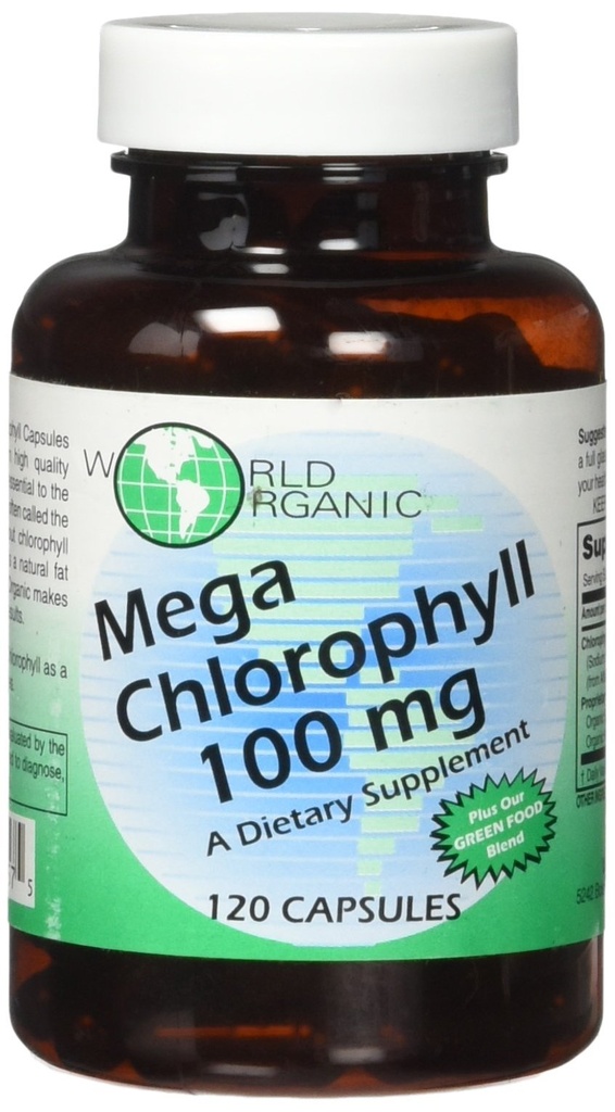World Organics 100 mg Mega Chlorofyl, 120 Tellen