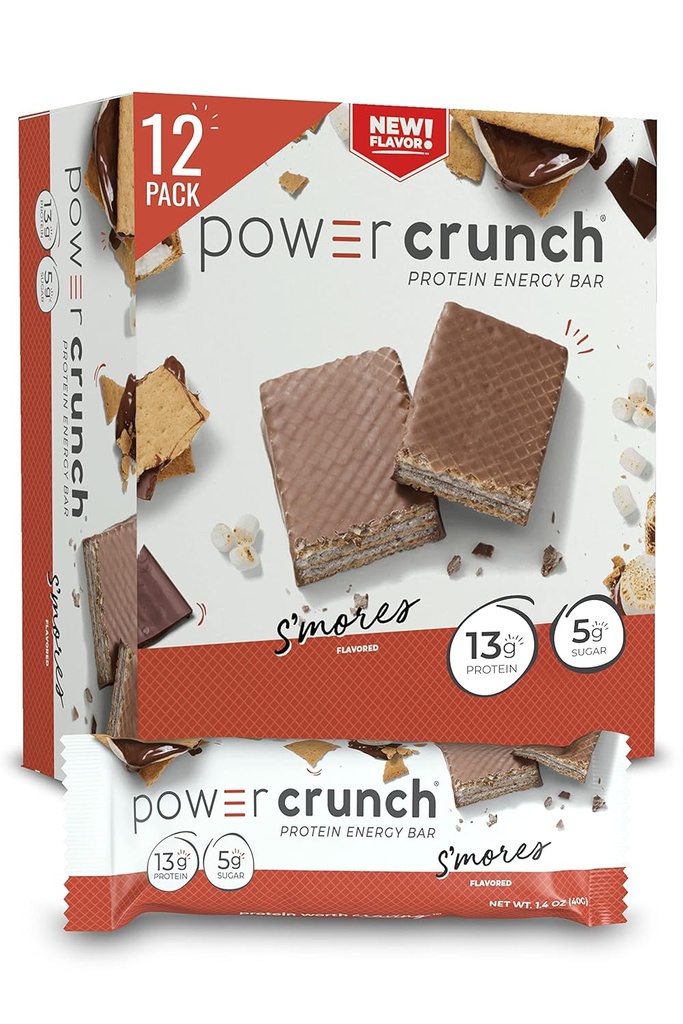 Power Crunch Proteine Wafer Bars, High Protein Snacks met heerlijke smaak, S'Mores, 1.4 Ounce (12 Tellen)
