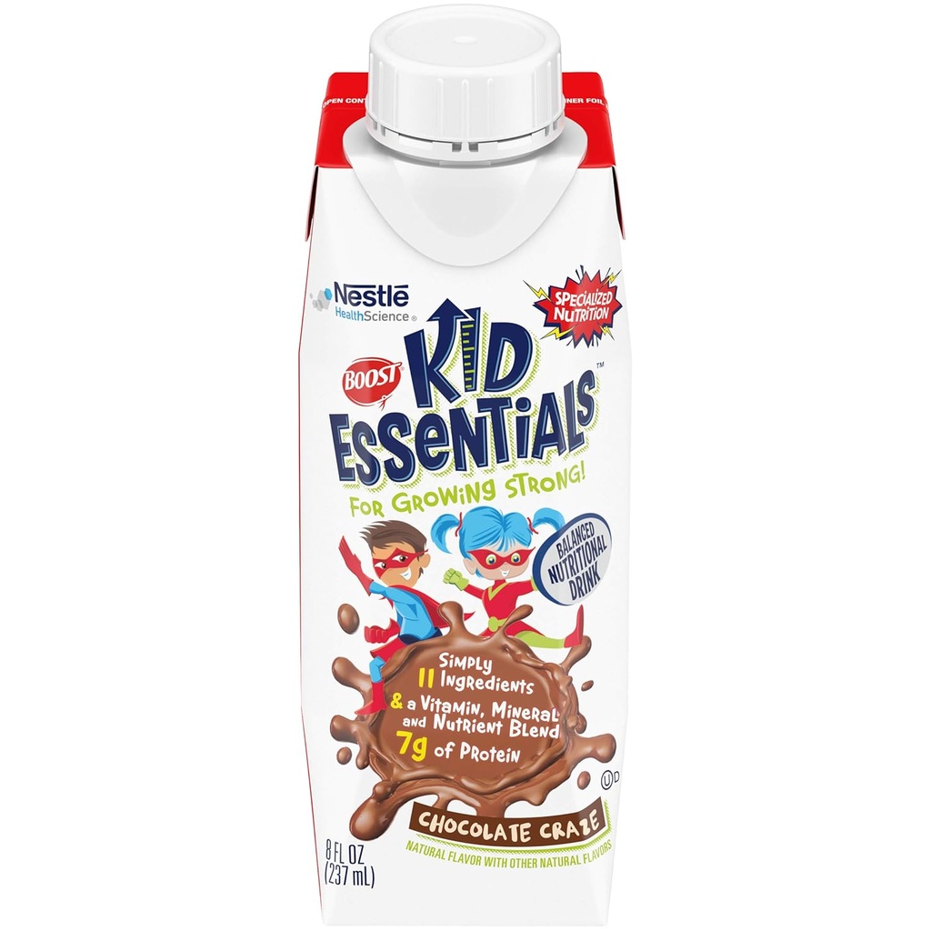 BOOST Kid Essentials Balanced Nutritional Drink for Children, Chocolate Craze, 8 floz (Pack of 16)