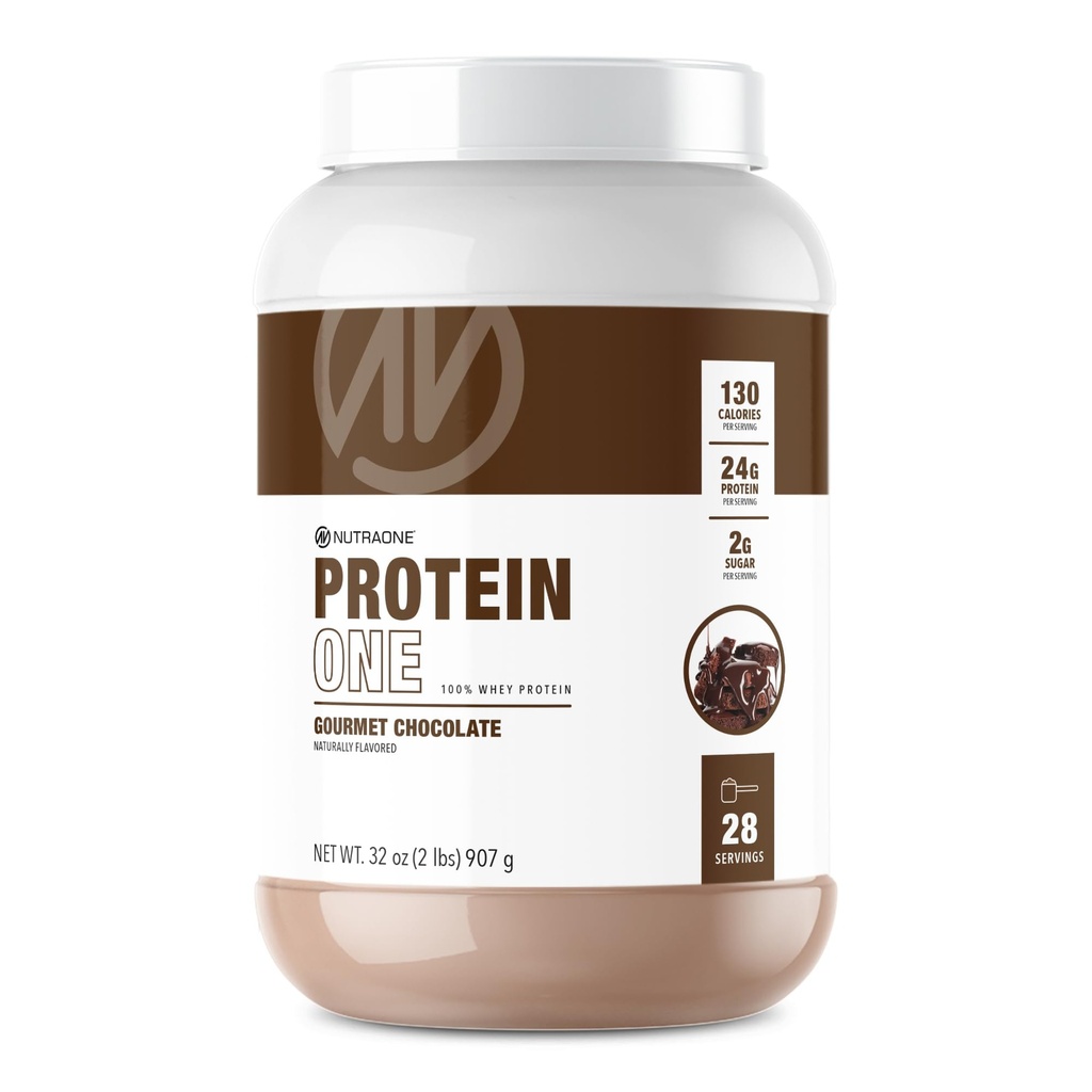 NutraOne ProteinOne Whey Protein Promote Recovery and Build Muscle with a Proteine Shake Powder for Men & Women (Gourmet Chocolate, 2 LB)