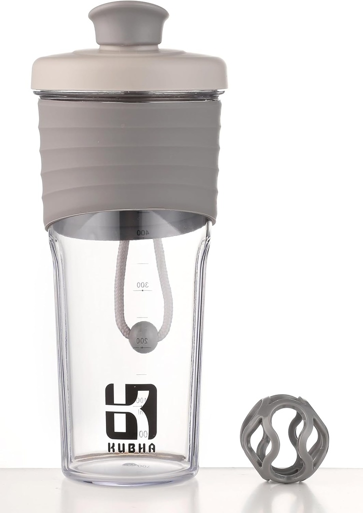 2nd Generation Shaker Bottle for Protein with Mixing Ball - Perfect voor workouts en buitengebruik, 24-Ounces Whey Protein Shaker met duidelijke meting (Gray)