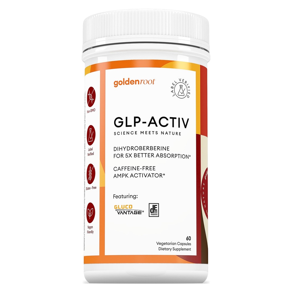 GLDN Berberine Advanced Absorptie Formula - 200mg Dihydroberine 5X Verbeterde Absorptie - DIM - Chromium Picolinaat en DE111 Probiotica voor Digestieve Ondersteuning - Vegan Friendly - 60 Capsules