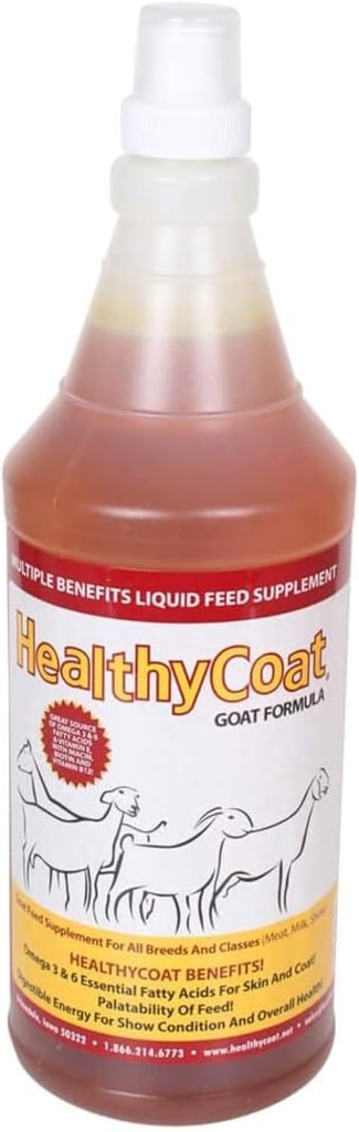 HealthyCoat Goat Formula: Quart. Skin, Coat, Body Condition, Allergies, Immune System, Milk Production.