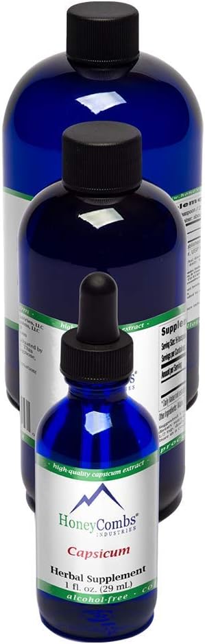 HoneyCombs Liquid Capsicum/Cayenne Pepper Supplement to Support Blood Flow & Heart Health - Biologische Cayenne Pepper Drops 