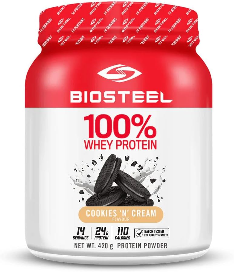 BIOSTEL 100% Wei Proteïne Poeder - Cookies & Cream, 14 Servers, 24g Proteïne, Wei Proteïne voor Pro Atleten, Suikervrij, RBGH Vrij, Niet-GMO, Verbeterde Herstel en Spieropbouw