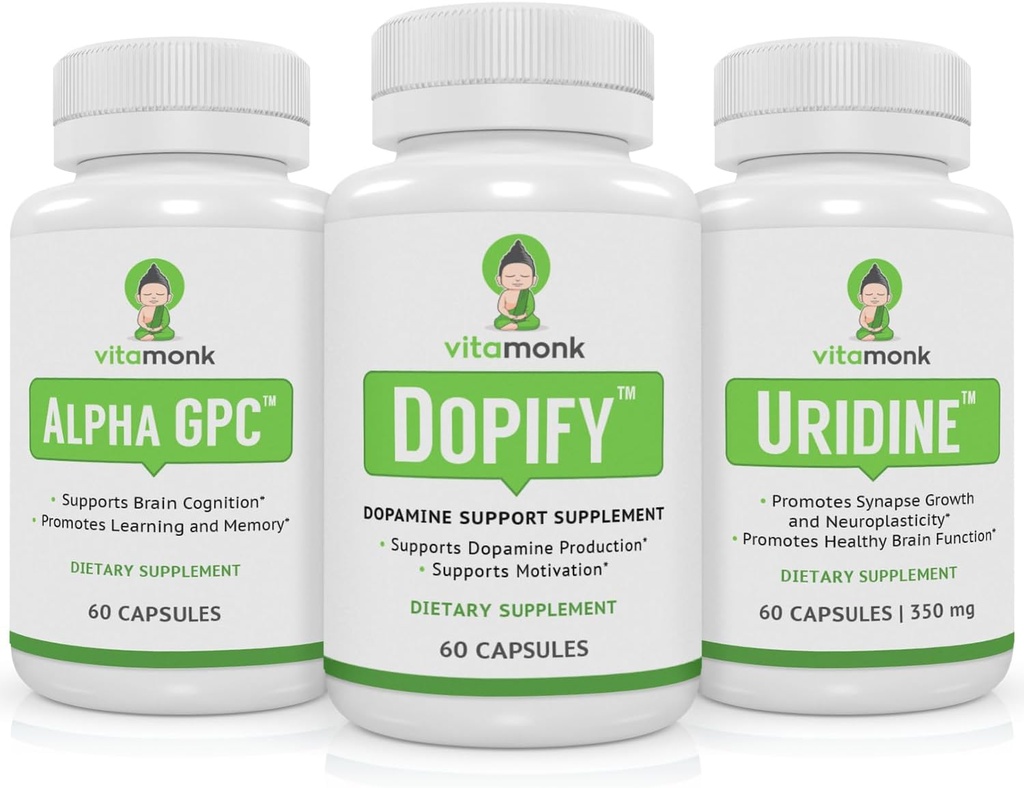 Dopamine-ondersteuningssupplement gecombineerd met Alpha GPC en Uridine - Neuro Boost Duo