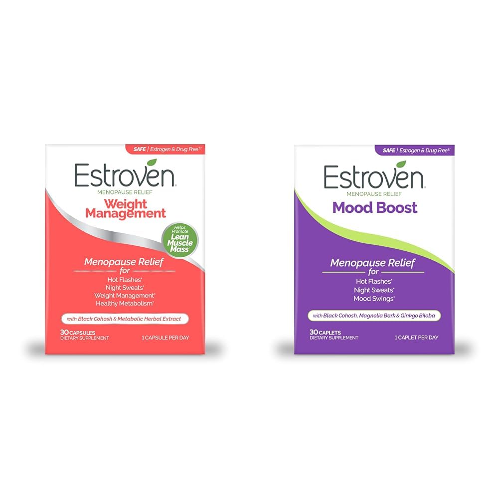 Estroven Weight Management for Menopauze Relief - 30 Ct. & Mood Boost for Menopauze Relief - 30 Ct. - Klinisch bewezen ingrediënten