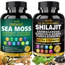 Bualle Sea Moss and Shilajit Bundle-Sea Moss 300mg, Black Seed Oil 100mg,Ashwagandha 50mg,Ginger & Shilajit 300mg,Rhodiola Rosea 100mg,Panax Ginseng 50mg,Alle in 1 Supplementen-USA Made(2 Pack)