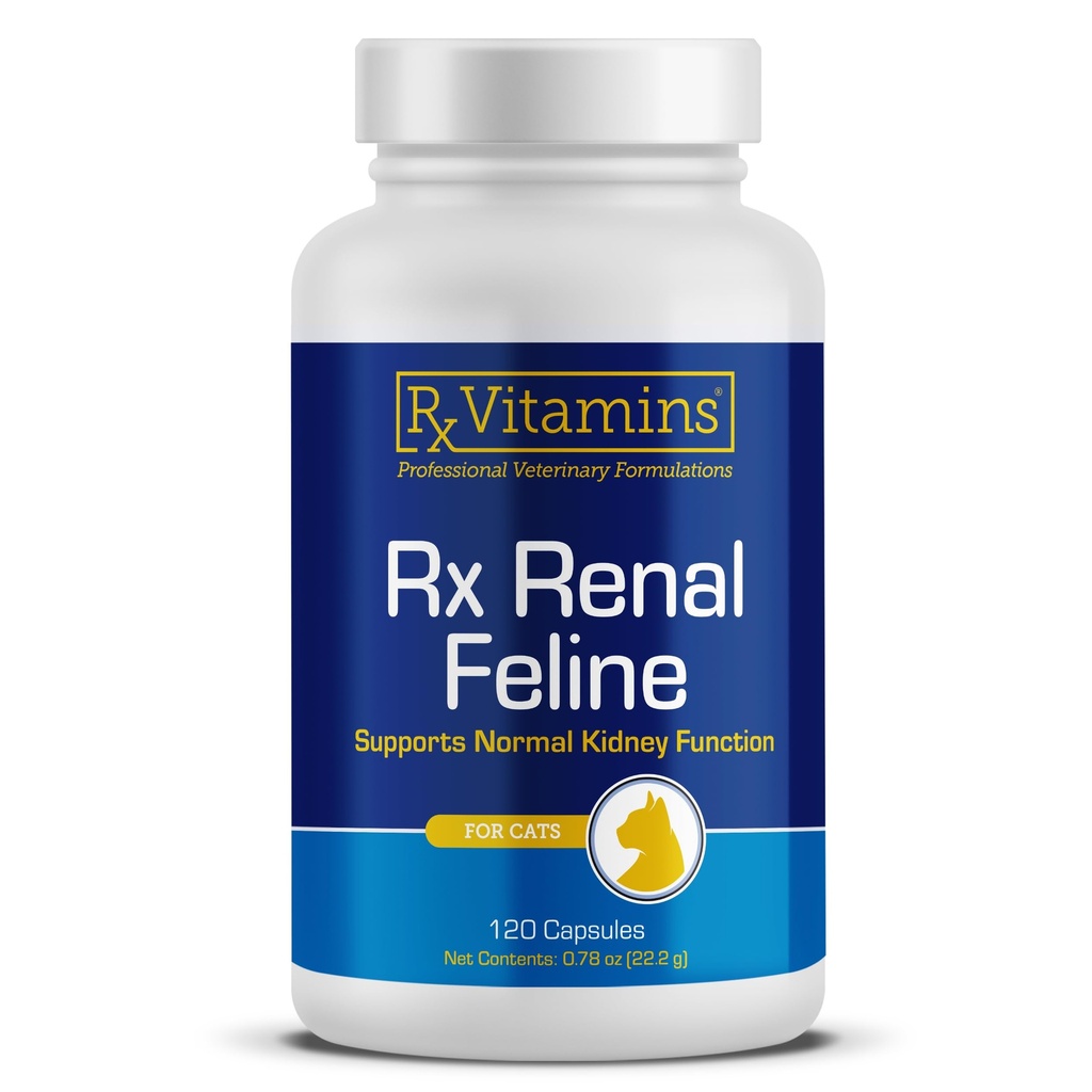 Rx Vitaminen Renale Feline - Cat Nieren Ondersteuning met melkdistel voor katten - Anti-inflammatoire voor katten - Boosts Cat Antioxidant Health & Kat Lever Ondersteuning - Cat Immune Booster - 120 Capsules