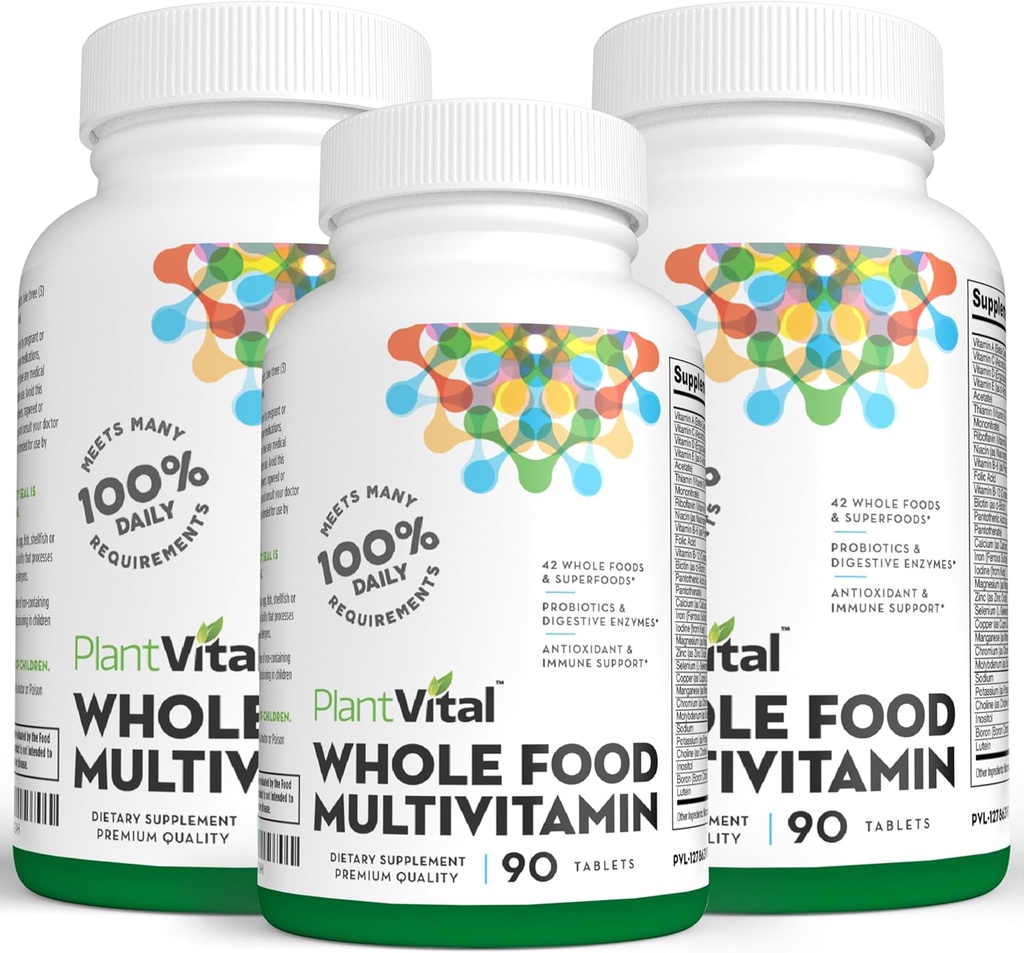Plantvital Whole Food Multivitamines met 42 Superfoods Rauwe groenten en fruit Vitaminen Aarde Energie Vruchten en groenten Supplement Pure Fruit en Plantaardige Supplementen - 270 Tablets