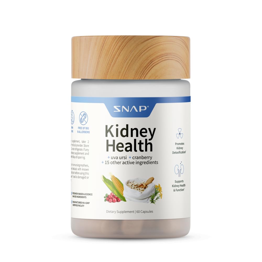 Snap Supplementen Niergezondheid Ondersteuning Supplement - Nier- en urinetrek gezondheid Ondersteuning voor vrouwen en mannen, 60 Vegetarische Capsules (30 porties, 1 maand levering)
