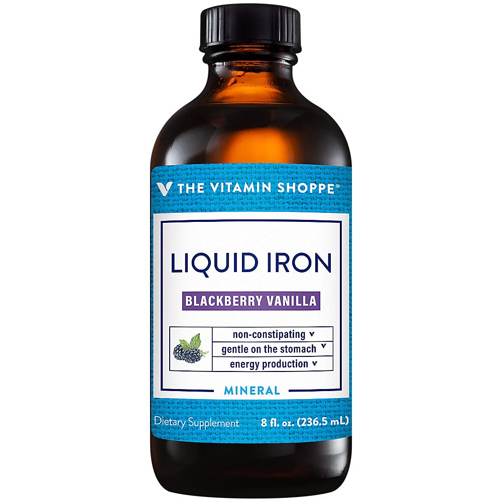 De Vitamin Shoppe Liquid Iron, BlackBerry Vanilla Gearomatiseerd, Gemakkelijk geabsorbeerd, Niet Constipating, Energie Productie Immune Ondersteuning (8 Fluid Ounces Liquid)