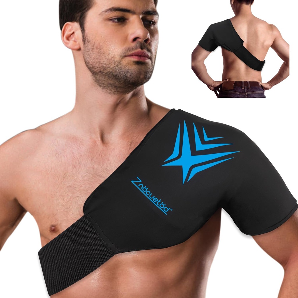 Schouder Ice Pack Rotator Manchet Koudtherapie Flexibele Herbruikbare Gel Ice Koude Pack Compressie Wrap voor Verwondingen Pijn Verlichting & Tendonitis, Herstel na schouderchirurgie, Zwelling(zwart)