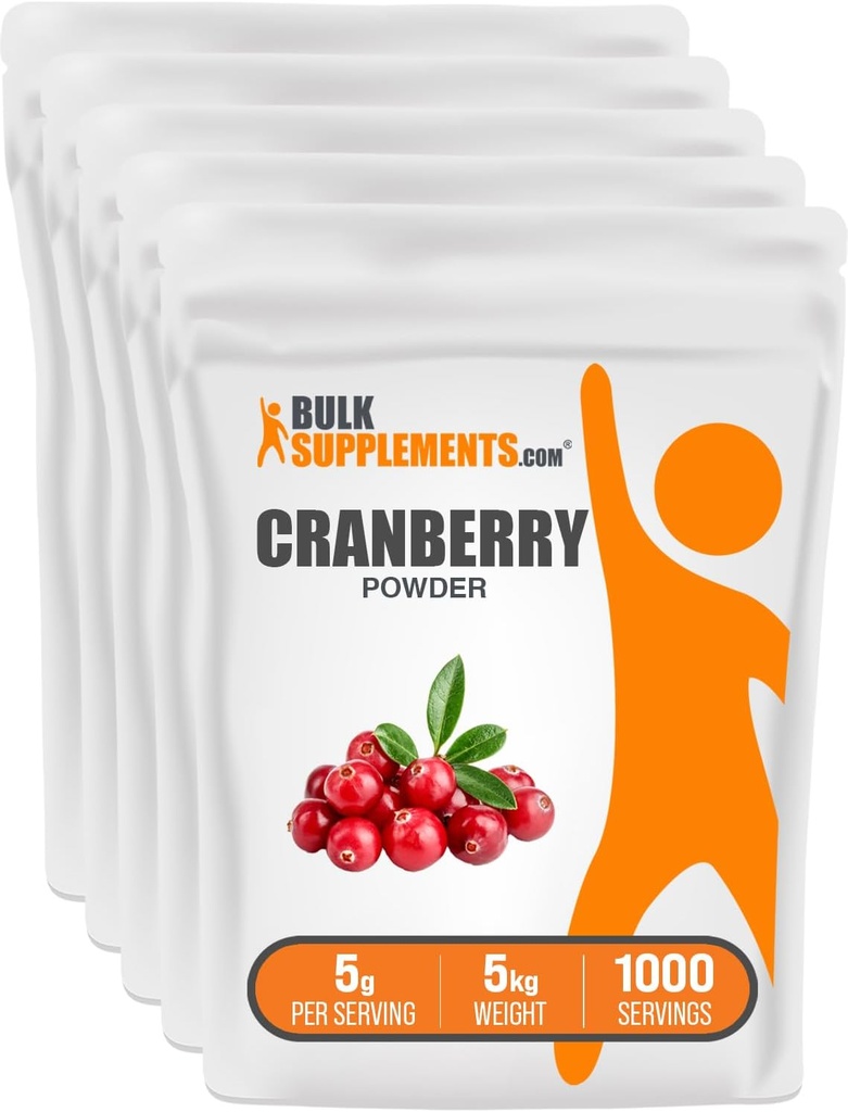 BulkSupplements.com Cranberry Powder - Cranberry Supplementen voor vrouwen en mannen, gedroogde veenbessen ongezoet - Glutenvrij & suikervrij, 5g per portie, 1kg (2.2 pond) (pakket van 1)