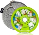 INFODA Weekly pil Organizer 7 Compartiment Rotating Pill Box voor dagelijkse medicatie & vitamines - Portable Travel Pill Case Visolie Supplementen Vitaminen Organisator (Green+Bag)