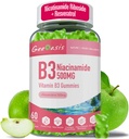 Niacinamide 500mg Gummies, Kauwbare vitamine B3 Supplement met Resveratrol 500mg, Hoge Potentie Niacin voor Antioxidant, Huid & Hersen Gezondheid, Immuun Ondersteuning, Vegan Apple Flavor, 60 Tellen