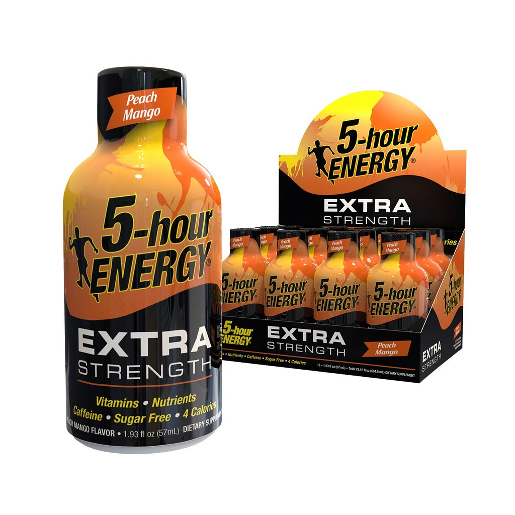 5-uur energieschot, extra kracht, Perzik Mango, 1,93 Ounce,12 Tellen