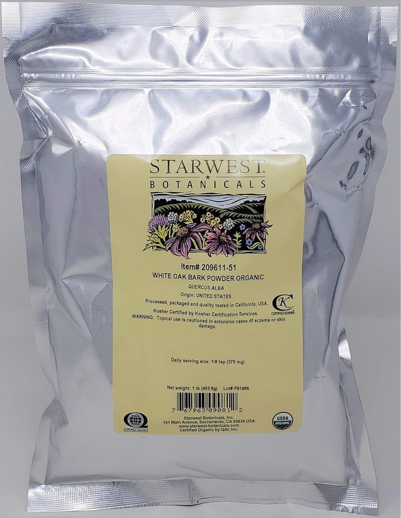 Starwest Botanicals Biologische White Oak Bark Powder, 1 Pond