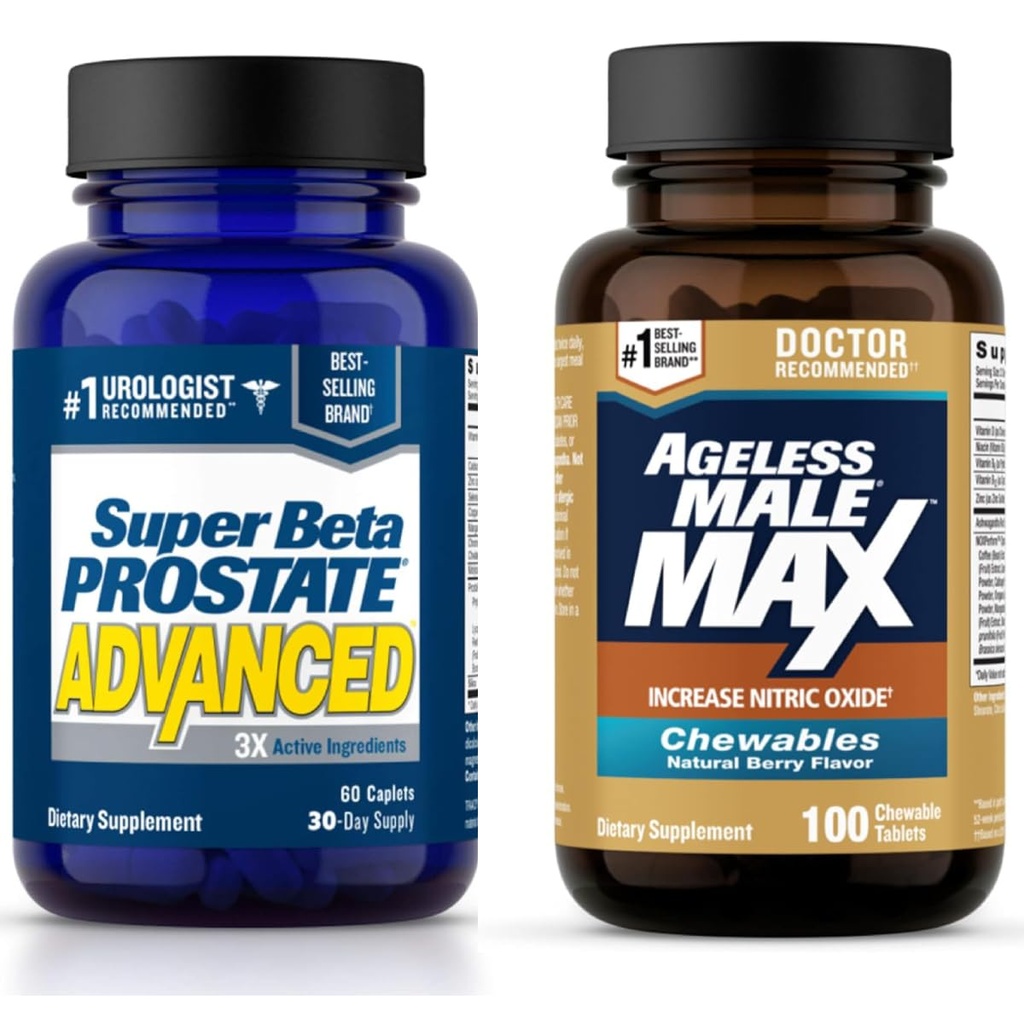 SUPER BETA PROSTATE Geavanceerde Prostaat Ondersteuning en Ageless Man Max Nitric Oxide Booster voor mannen