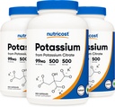 Nutricost Kaliumcitraat 99 mg, 500 capsules (3 flessen)