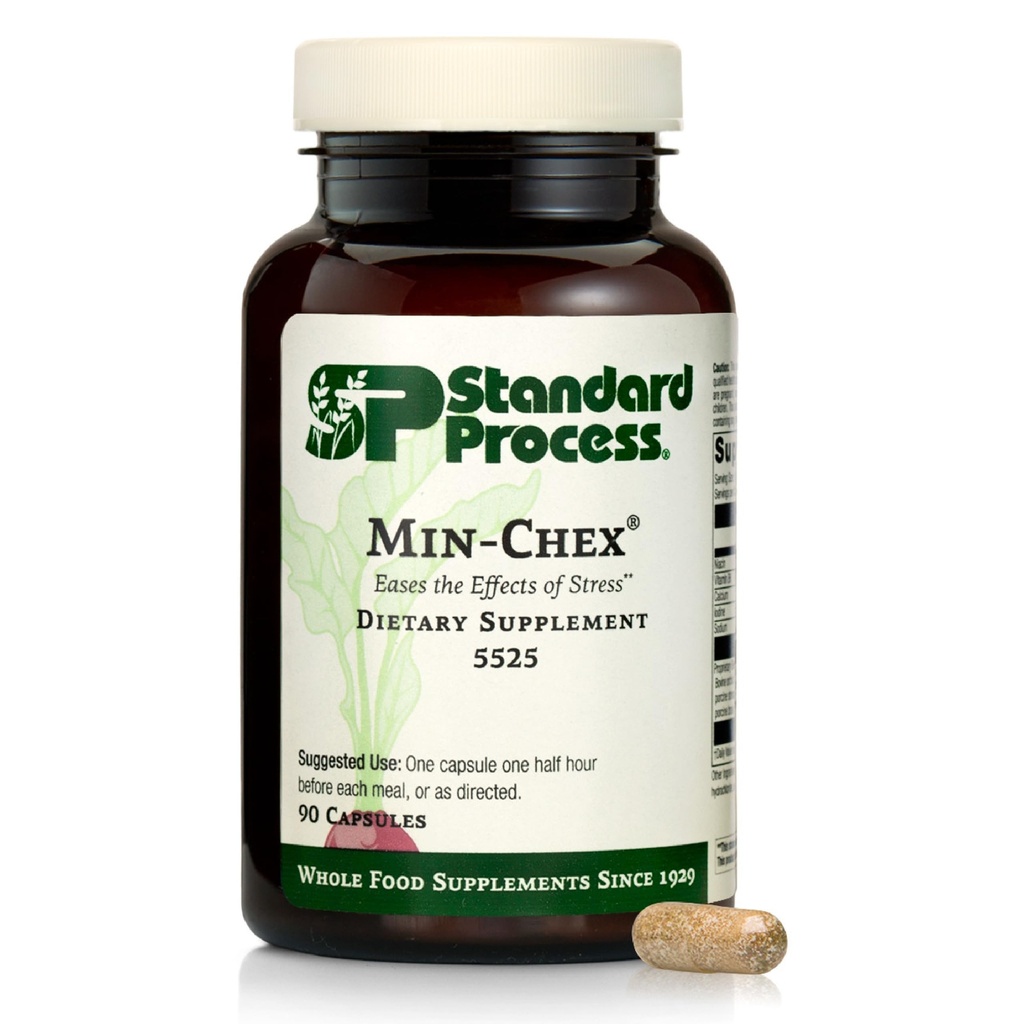 Standard Process Min-Chex - Supplement voor Nervous System Support - Ondersteunt gezonde Gland functies om een gezonde stress respons te helpen - Niet-Dairy - 90 capsules (90 porties)